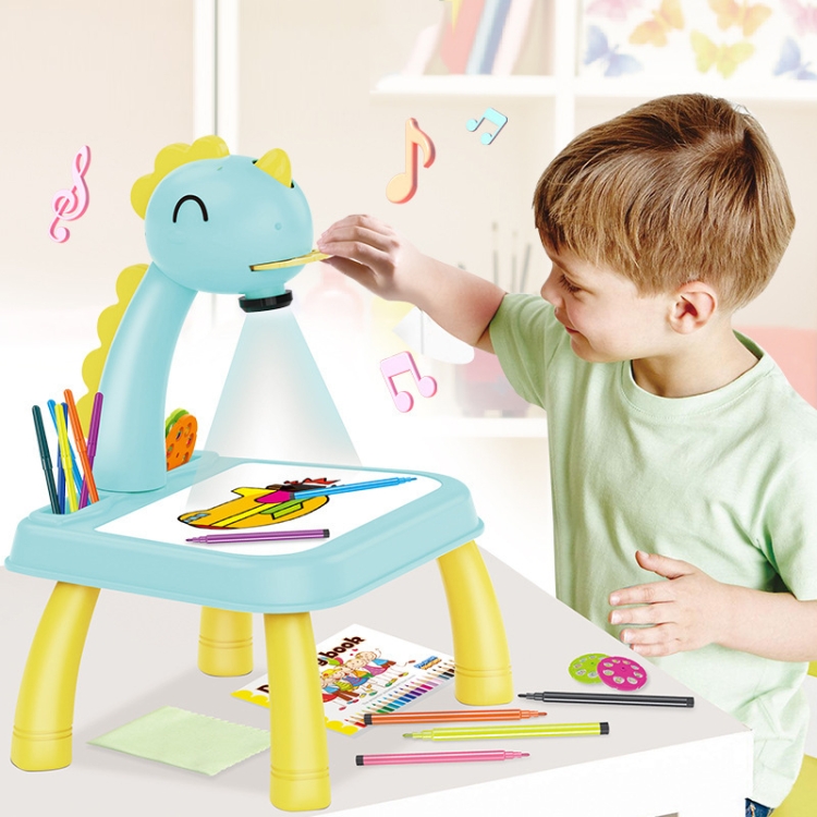Children Multifunctional Projection Painting Toy Writing Board, wthout Watercolor Pen, Style: Blue (No Projection) - B5