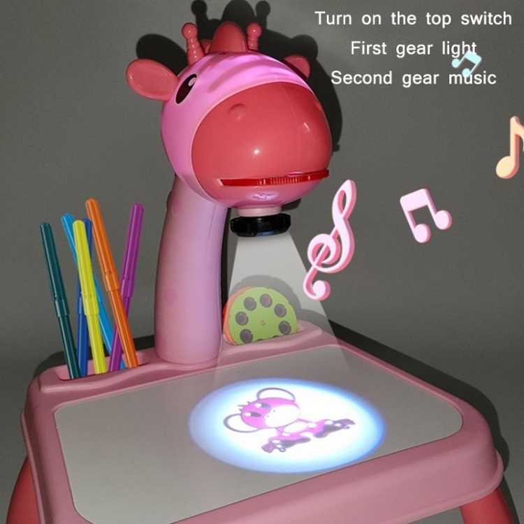 Children Multifunctional Projection Painting Toy Writing Board, wthout Watercolor Pen, Style: Giraffe Pink - B1