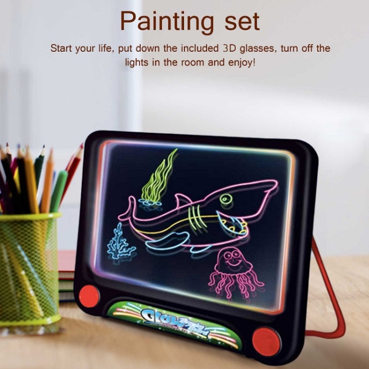 Multifunctional Luminous 3D Children Drawing Board, Without Watercolor Pen, Style: 3D Dinosaur - B2