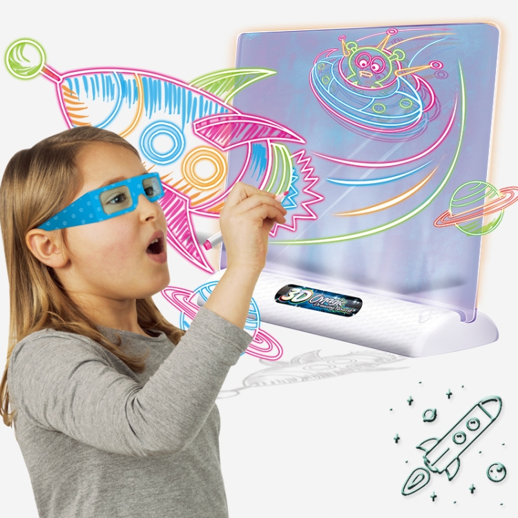 Multifunctional Luminous 3D Children Drawing Board, Without Watercolor Pen, Style: Luminous Space - B4