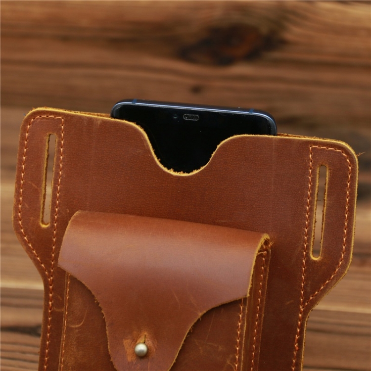 0774 Men Outdoor Multi-Function Mobile Phone Belt Hanging Waist Bag(Red Brown) - B1