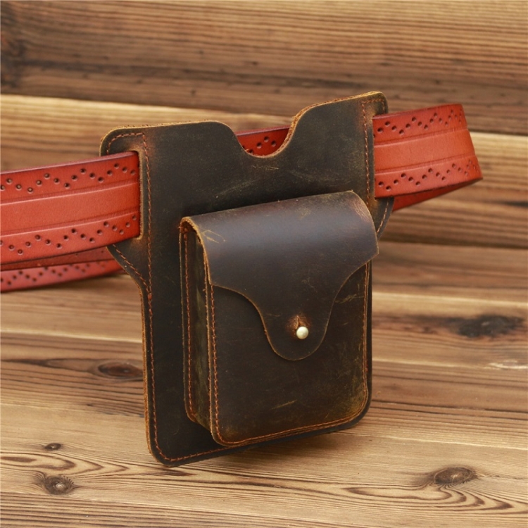 0774 Men Outdoor Multi-Function Mobile Phone Belt Hanging Waist Bag(Red Brown) - B3