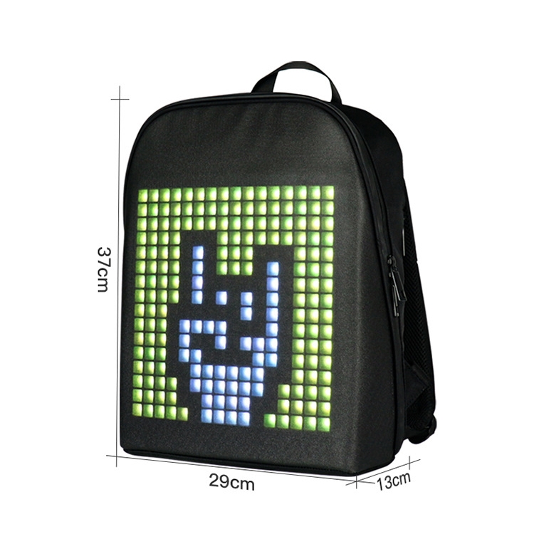 LED Pixel Cartoon Backpack Oxford Cloth Bag(Black) - B2