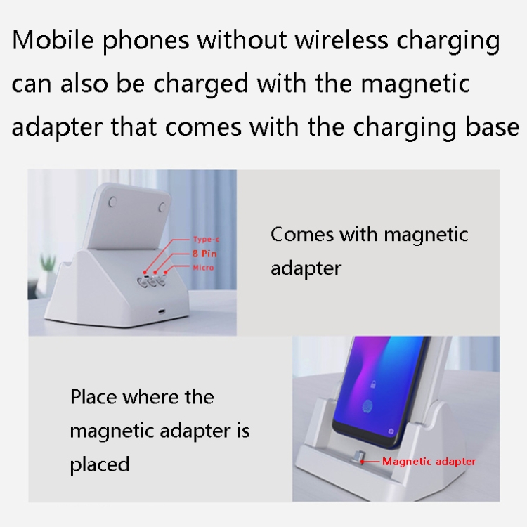 928 15W Max Universal Full-Featured Vertical Wireless Charger 15W (White) - B3