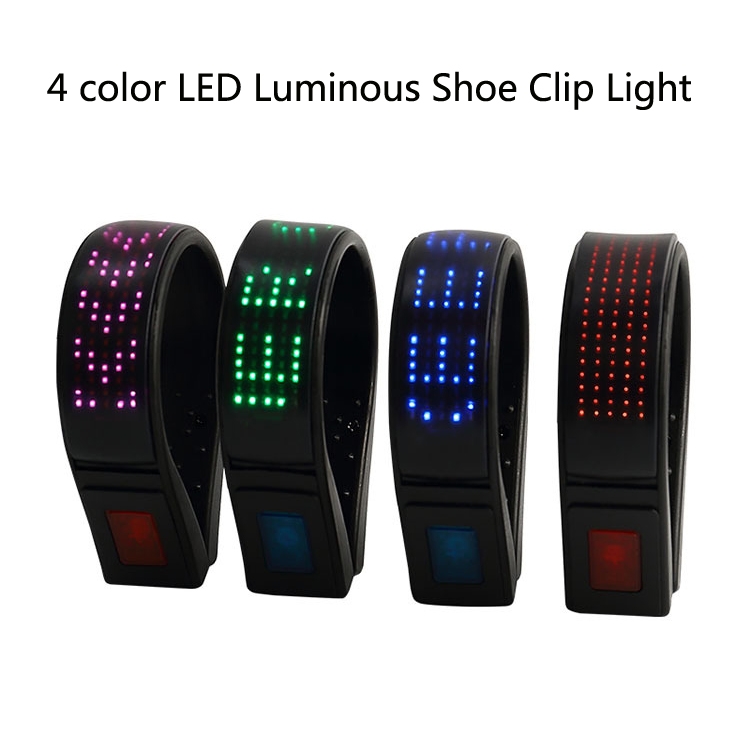 LED Display Luminous Shoe Clip Night Running Warning Light(Black) - B1