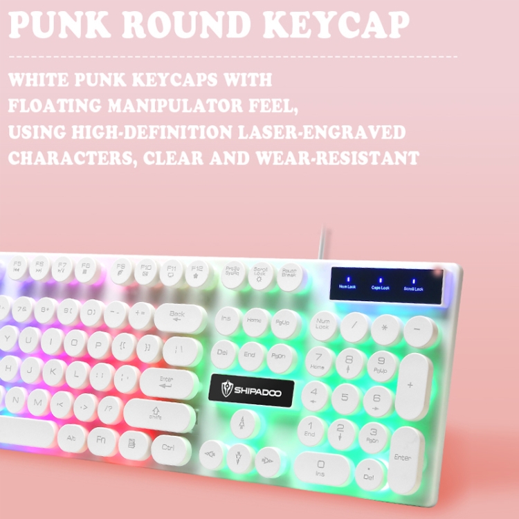 Shipadoo LD-122 4 in 1 Girly Glowing Keyboard + Mouse + Earphone + Mouse Pad Set(Pink Punk) - B2