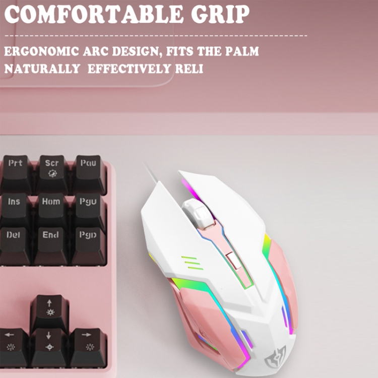 Shipadoo LD-122 4 in 1 Girly Glowing Keyboard + Mouse + Earphone + Mouse Pad Set(Pink Punk) - B3