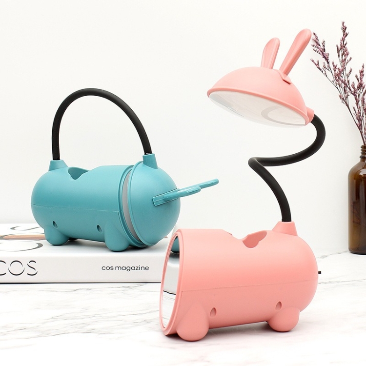 FY003T Small Rabbit USB Charging Desk Lamp with Pen Holder( Pink) - B3