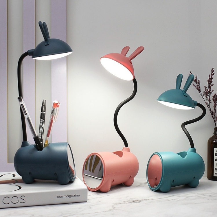 FY003T Small Rabbit USB Charging Desk Lamp with Pen Holder( Pink) - B6