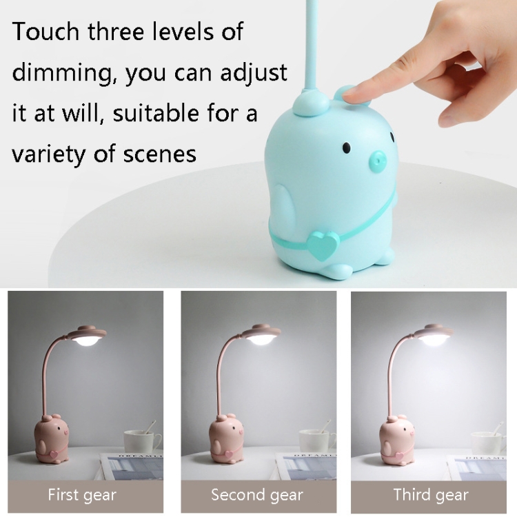 8040 LED Foldable Cute Pig Touch Desk Lamp(Yellow) - B3