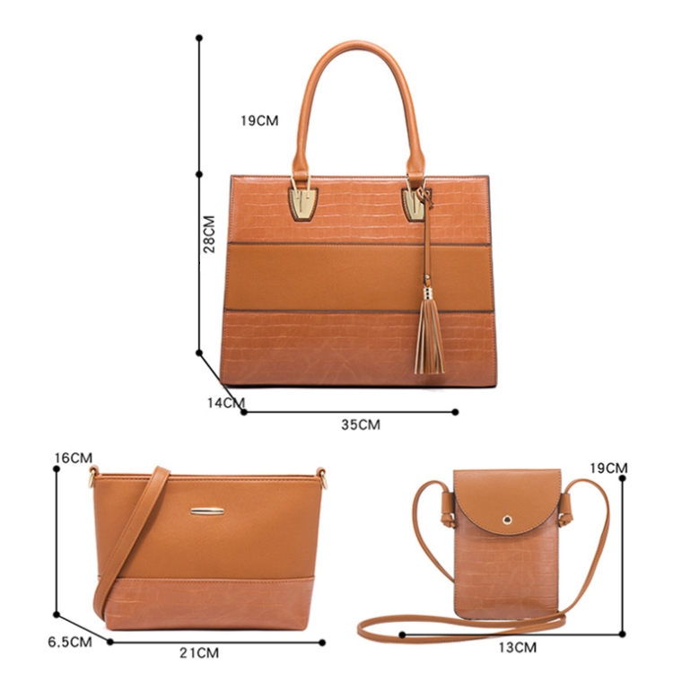 21505 4 in 1 Fashion Lady Messenger Handbags Vintage Crocodile Print Bags(Blue) - B3