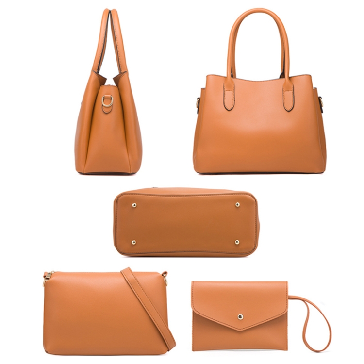 6890 3 in 1 Fashion Diagonal Handbags PU Leather Large-Capacity Bags(Pink) - B2