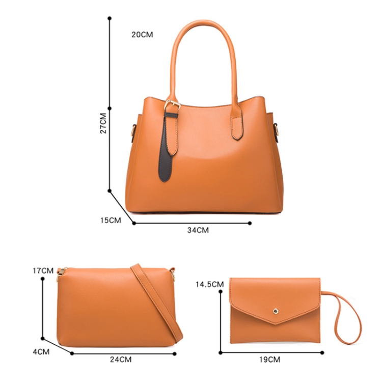 6890 3 in 1 Fashion Diagonal Handbags PU Leather Large-Capacity Bags(Pink) - B3