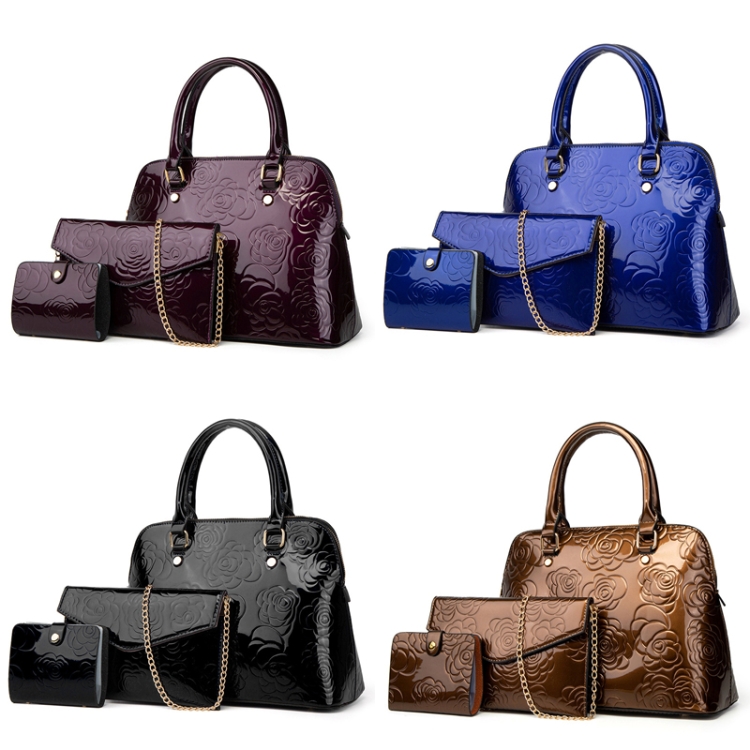5001 3 in 1 Shiny Embossed Crossbody Handbags Large-Capacity Shell-Shaped Bags(Bronze) - B1