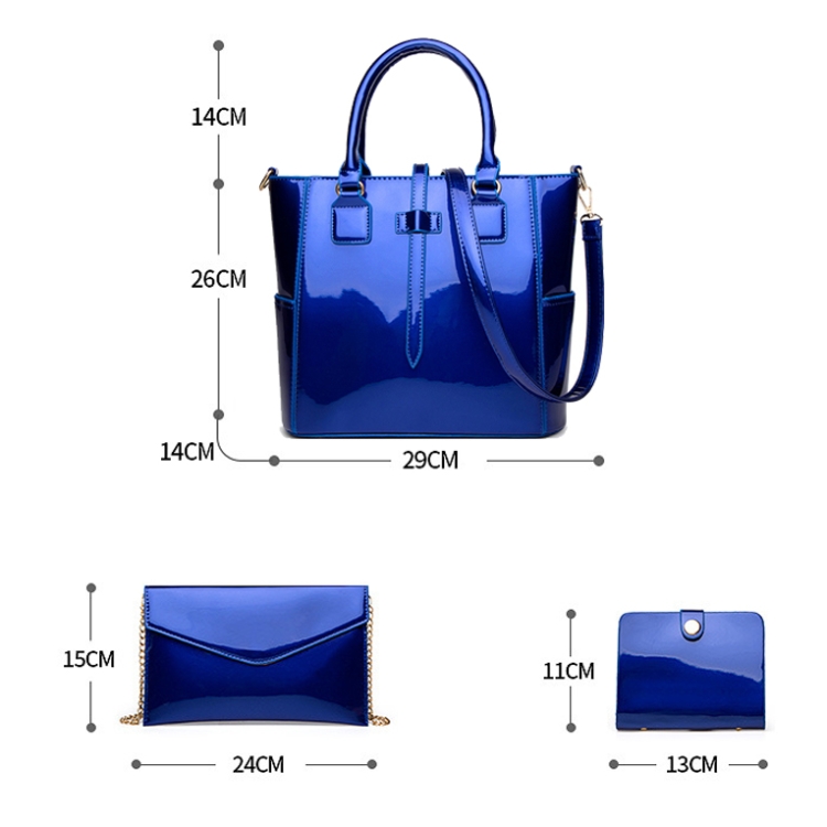 B009 3 in 1 Fashion Patent Leather Messenger Handbags Large-Capacity Bags(Black) - B2