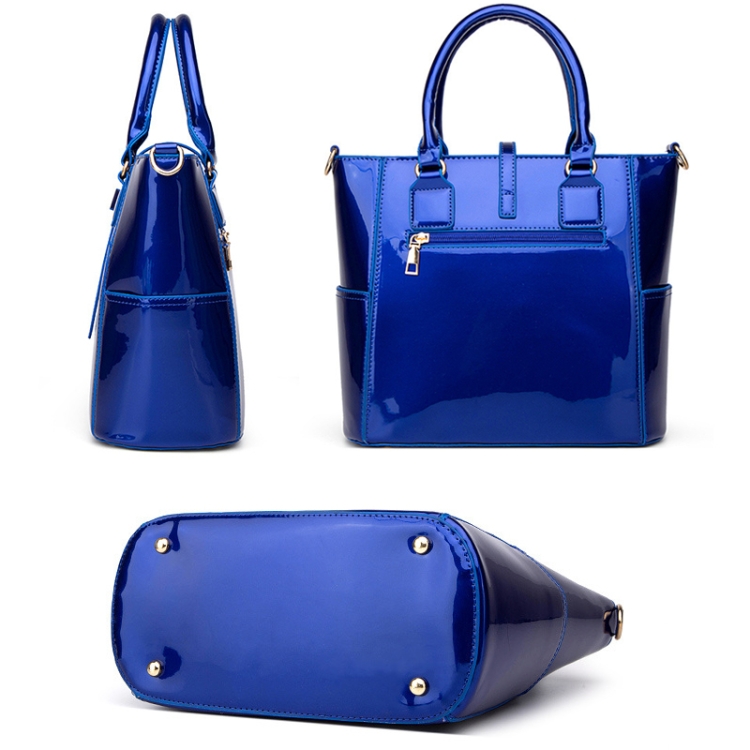 B009 3 in 1 Fashion Patent Leather Messenger Handbags Large-Capacity Bags(Black) - B3