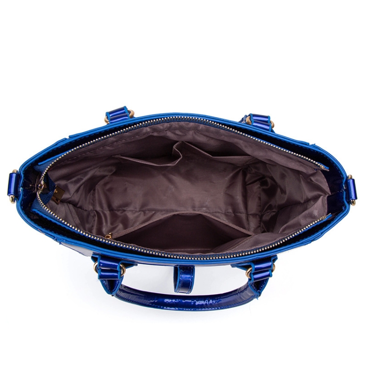 B009 3 in 1 Fashion Patent Leather Messenger Handbags Large-Capacity Bags(Black) - B4