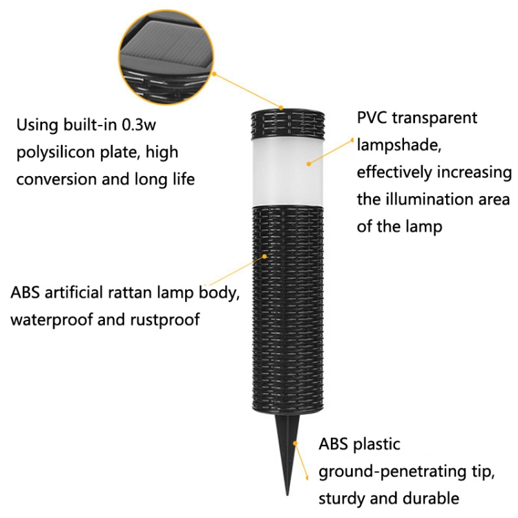 Solar LED Outdoor Waterproof Cylinder Lawn Light, Style: Warm Light - B3