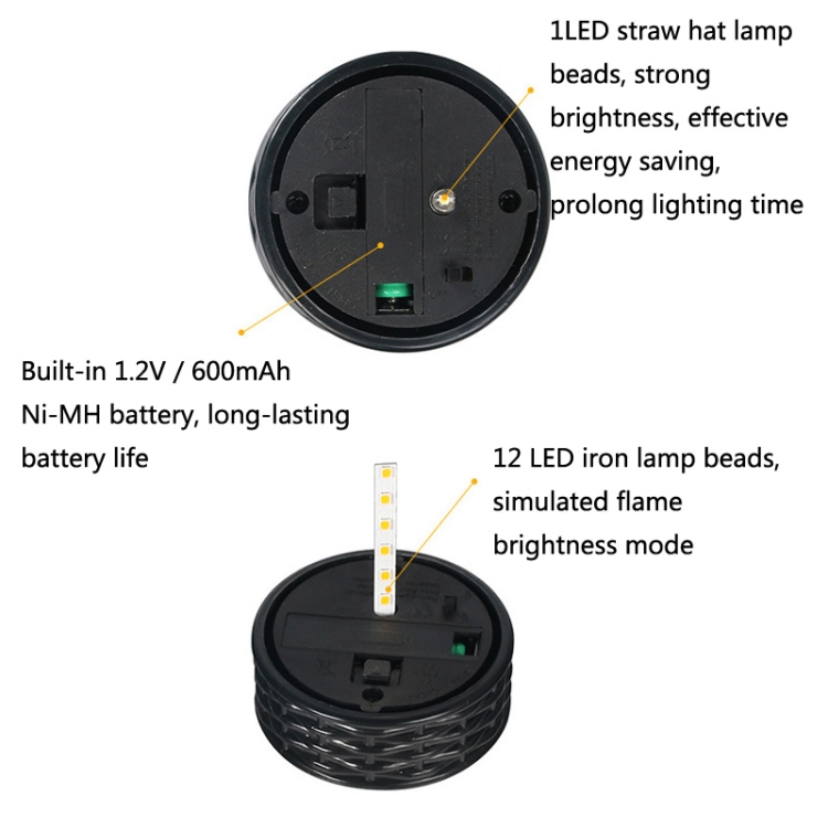 Solar LED Outdoor Waterproof Cylinder Lawn Light, Style: Simulation Flame - B4