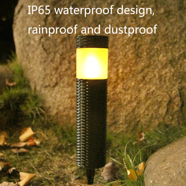 Solar LED Outdoor Waterproof Cylinder Lawn Light, Style: Simulation Flame - B6