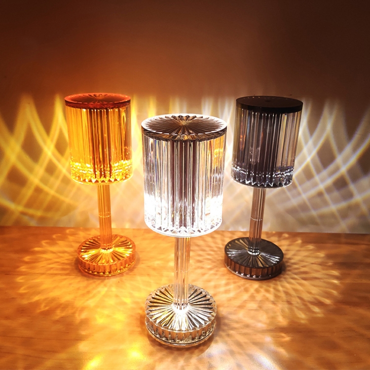 USB Charging Touch Diamond Crystal Table Lamp, Specification: USB Charging(Tri-tone Light)(Amber) - B1