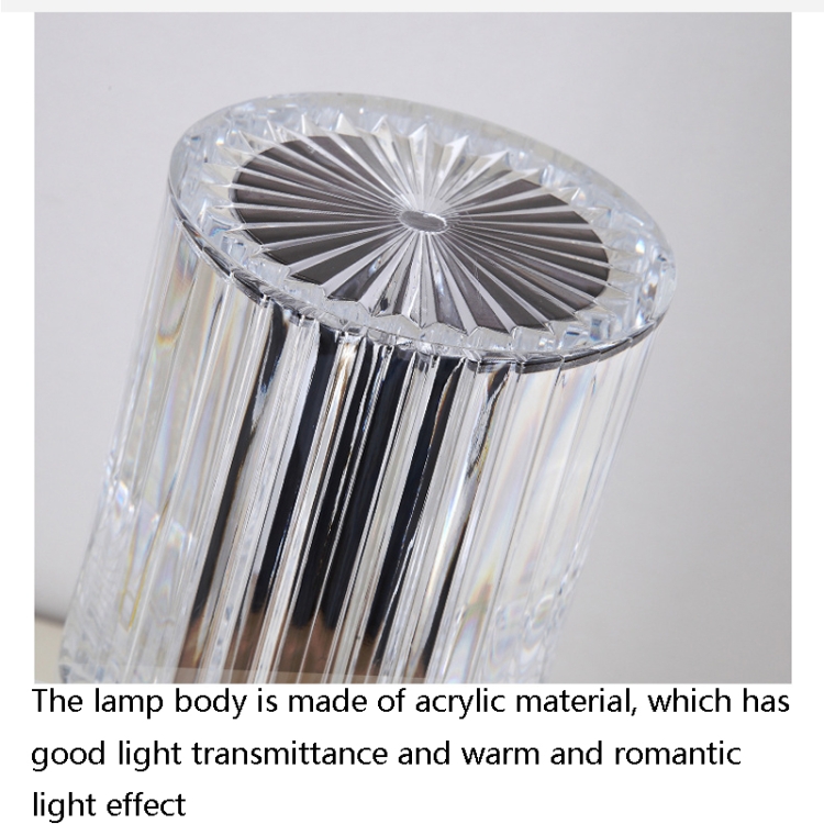 USB Charging Touch Diamond Crystal Table Lamp, Specification: USB Charging(Tri-tone Light)(Transparent) - B4