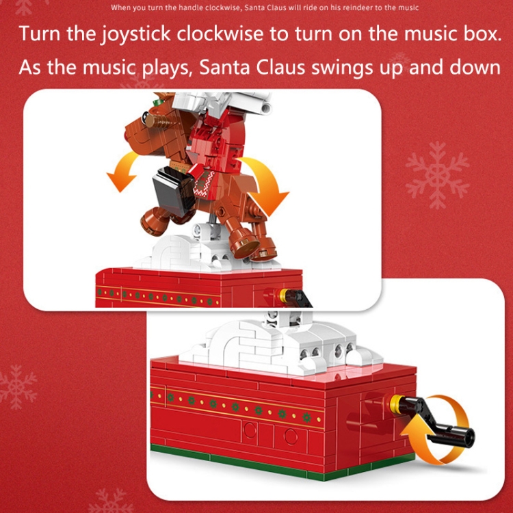 SEMBO Cartoon Cute Christmas Blocks Kids Toys, Style: Reindeer Music Box - 4