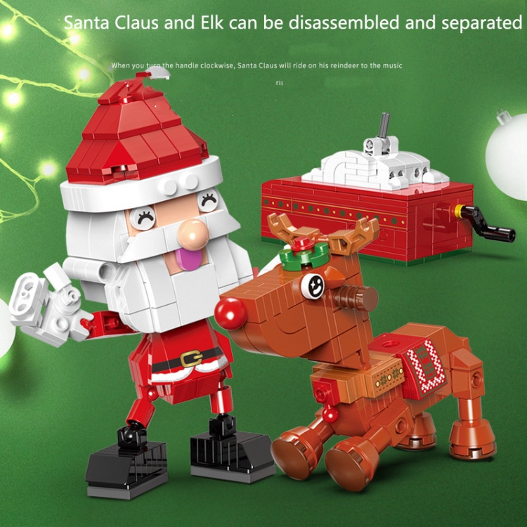 SEMBO Cartoon Cute Christmas Blocks Kids Toys, Style: Reindeer Music Box - 5