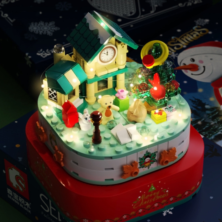 SEMBO Cartoon Cute Christmas Blocks Kids Toys, Style: Snowman Cottage - 4