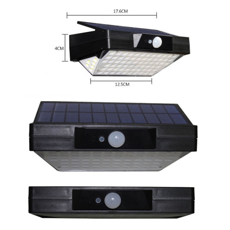 78 LED Solar Outdoor Courtyard Body Sensor Foldable Wall Lamp(Black) - B1
