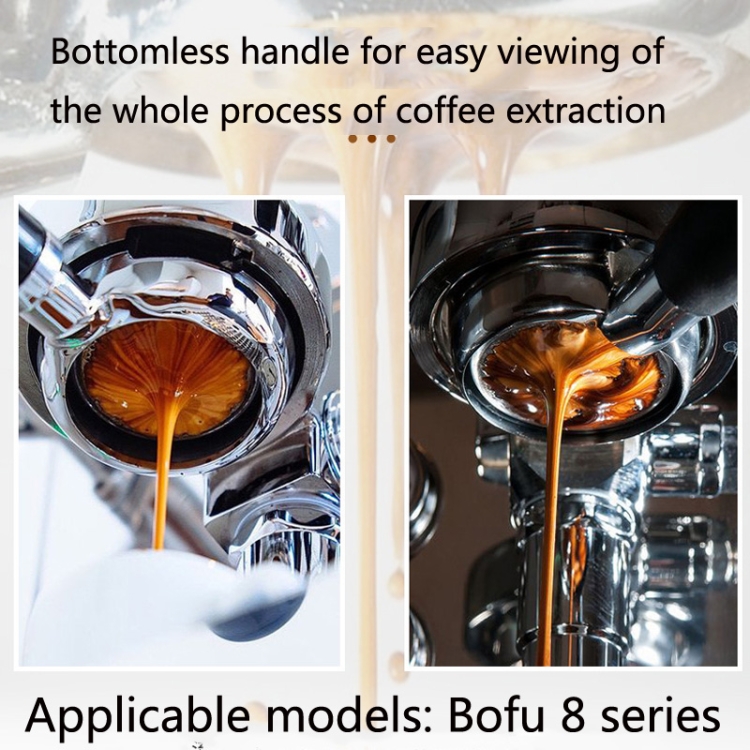 TSPH54 Three-Ear Alloy Stainless Steel Coffee Bottomless Handle For Bofu 8 Series, Style: Silver + Powder Bowl - B4
