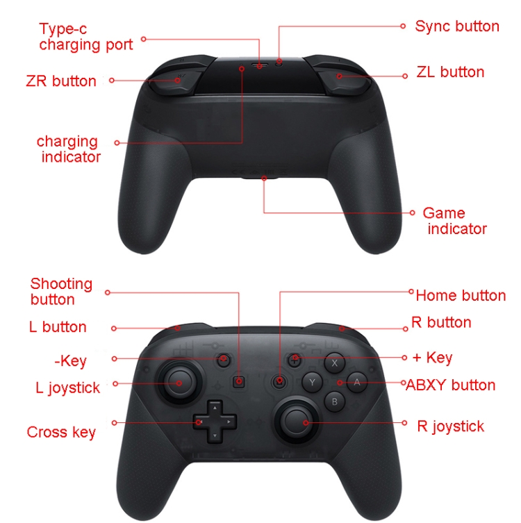 L-0326 Wireless Gamepad For Switch Pro,Style: Black - Full Function + NFC + Wake-up (1: 1) - B3
