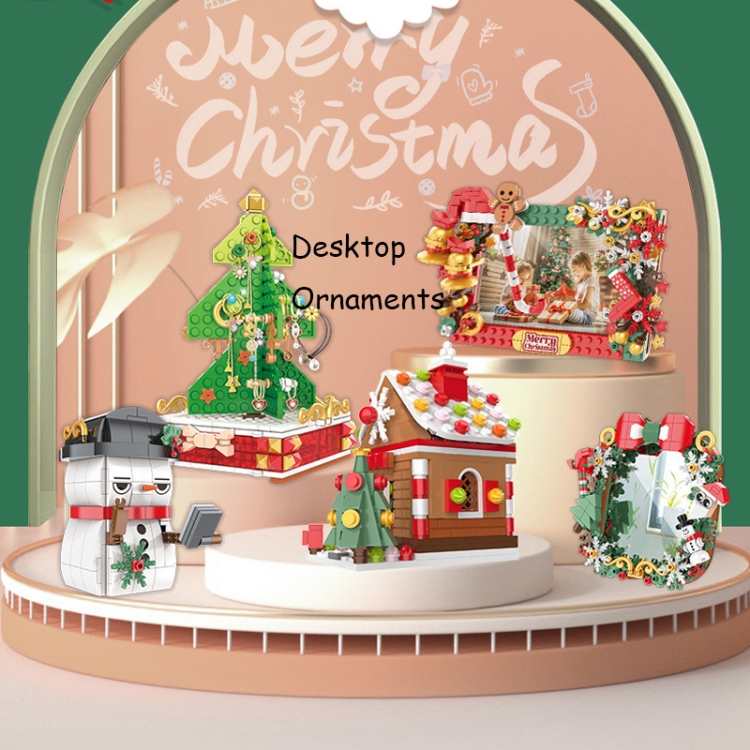 DIY Christmas Building Blocks Toys Desktop Decoration, Style: Snowman Pen Case-230 PCS - B6