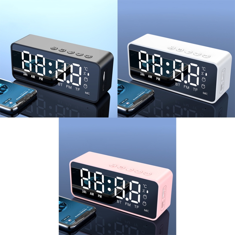ZXL-G50 Mini Mirror Alarm Bluetooth Speaker Support TF Card(White) - B1