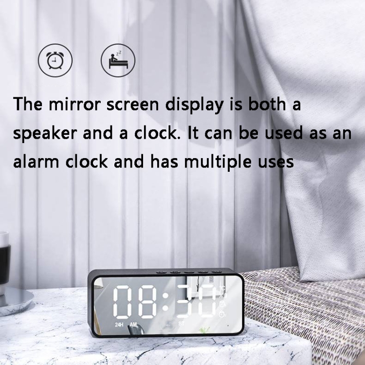 ZXL-G50 Mini Mirror Alarm Bluetooth Speaker Support TF Card(White) - B3