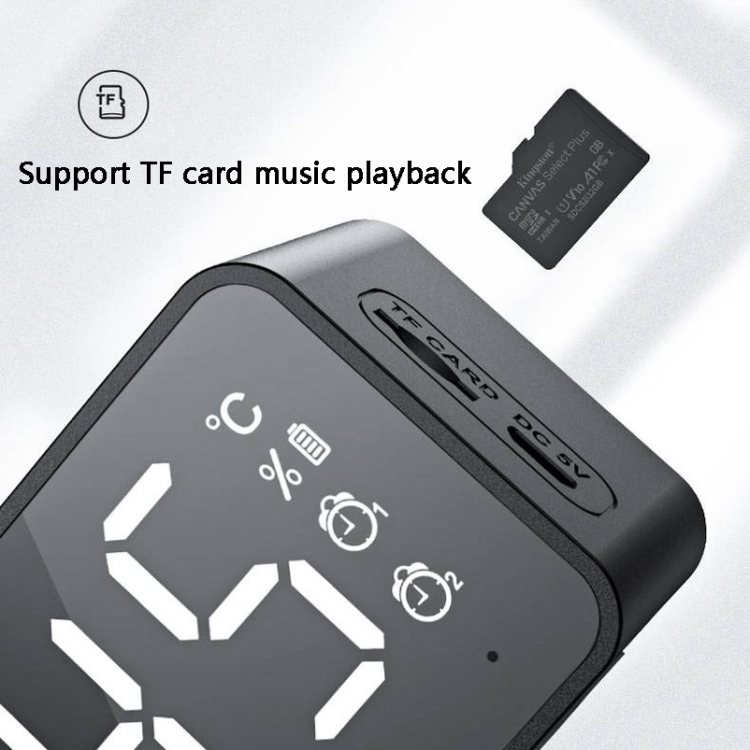 ZXL-G50 Mini Mirror Alarm Bluetooth Speaker Support TF Card(White) - B5