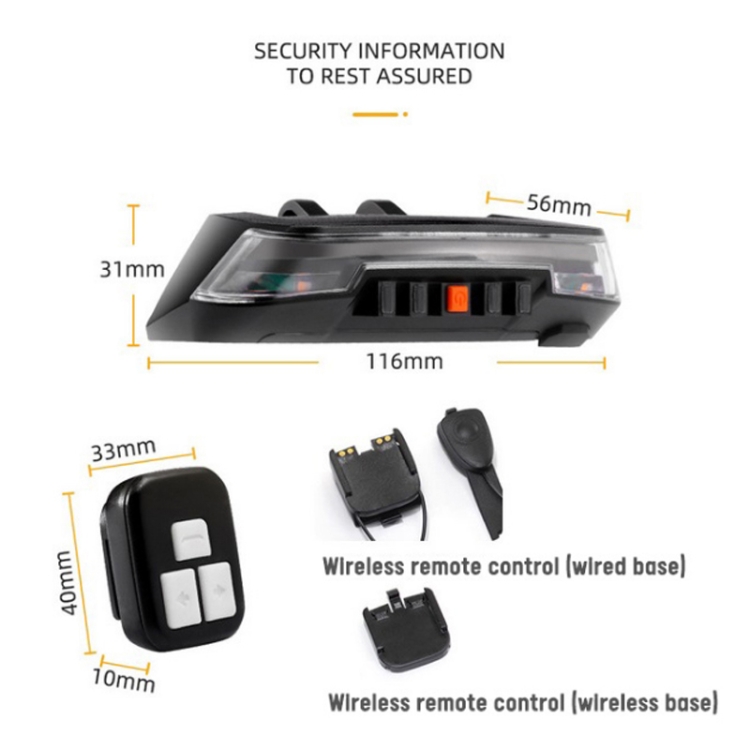 0118A9 Wireless Remote Control Steering Smart Brake Tail Light(Black) - B2