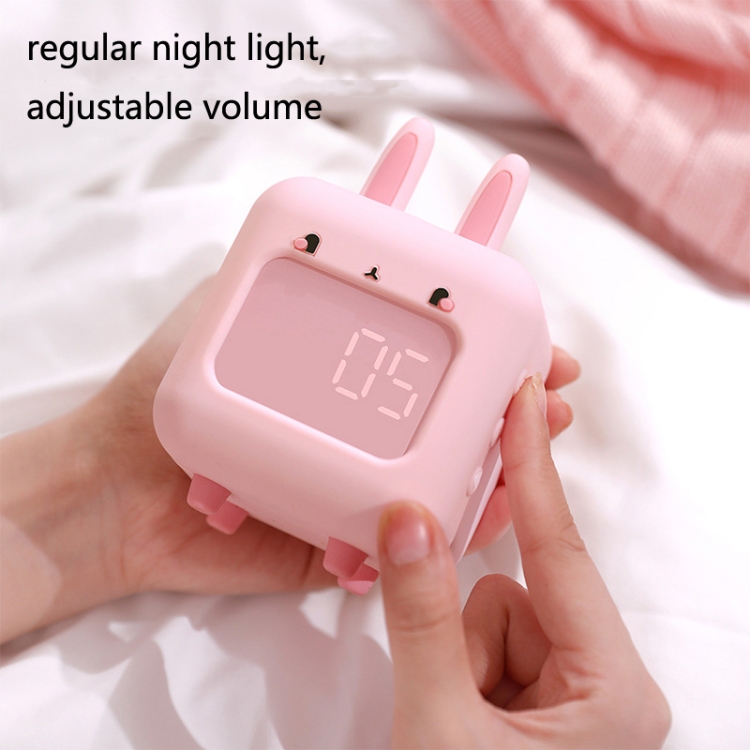C2106 Naughty Rabbit Music Children Smart Alarm Clock(Pink) - B3