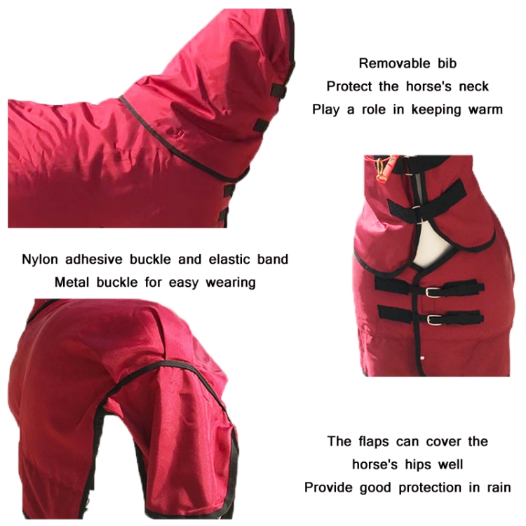 Winter Plus Cotton Comfortable And Warm Horse Jersey With Bib, Specification: 115cm (Wine Red) - B2