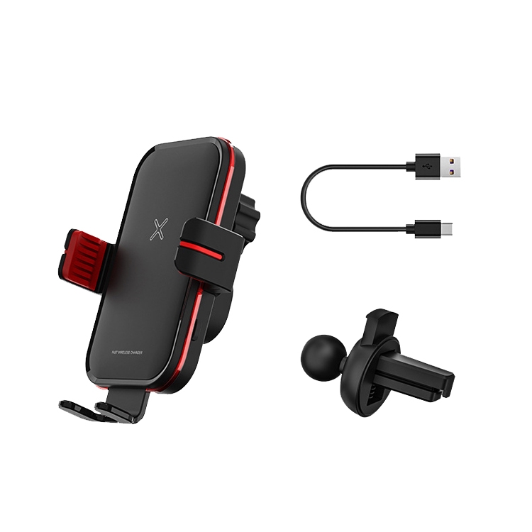 M5 15W Smart Sensor Car Air Outlet Wireless Charging Bracket(Black Red) - B1