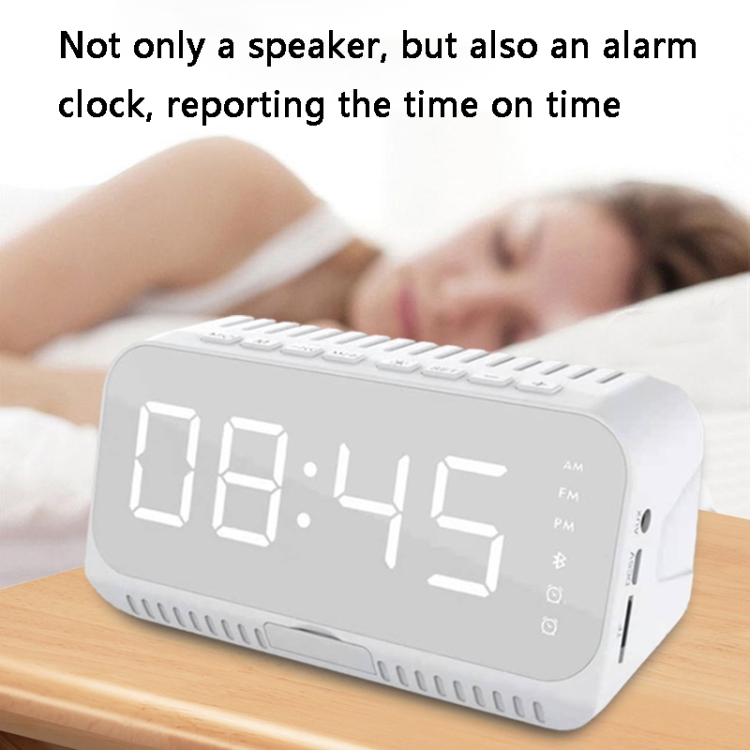 NW-A20 Mini Alarm Clock HIFI Wireless Bluetooth Speaker(White) - B5