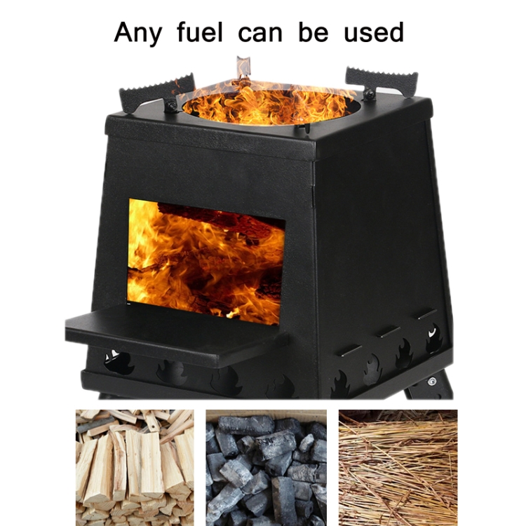 Outdoor Camping Folding Portable Barbecue Wood Stove, Size: Small (Black) - B4