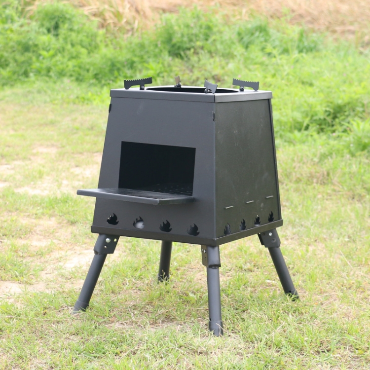 Outdoor Camping Folding Portable Barbecue Wood Stove, Size: Small (Black) - B5