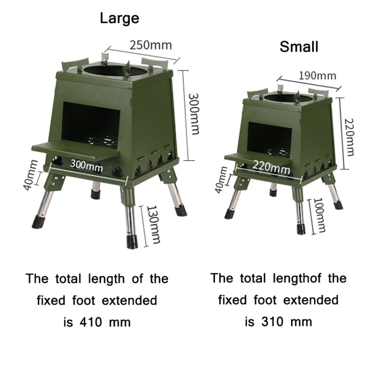 Outdoor Camping Folding Portable Barbecue Wood Stove, Size: Large (Green) - B2