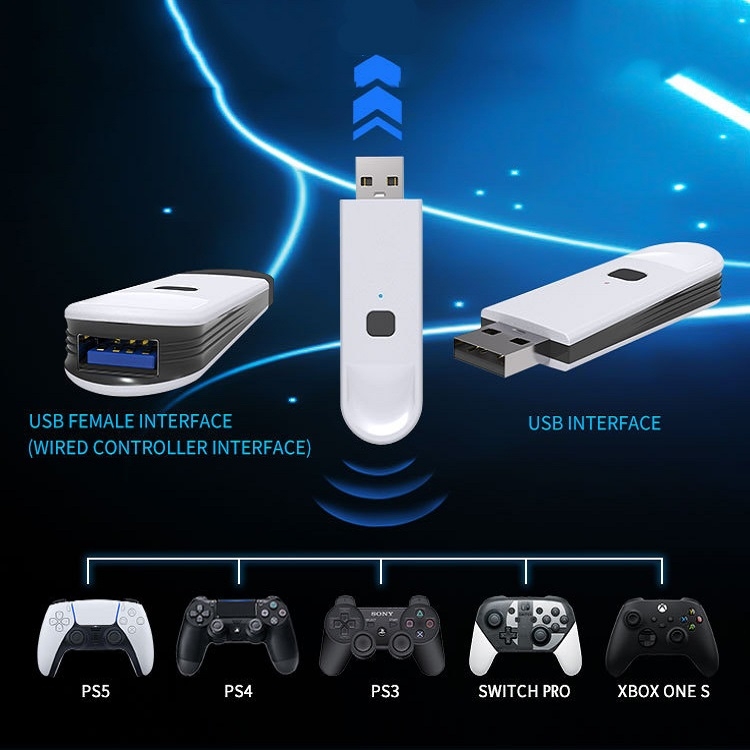Bluetooth Handle Converter Receiver For PS5 / PS3 / PS4 / Switch Pro / XBOX ONE / SLIM(White) - B4