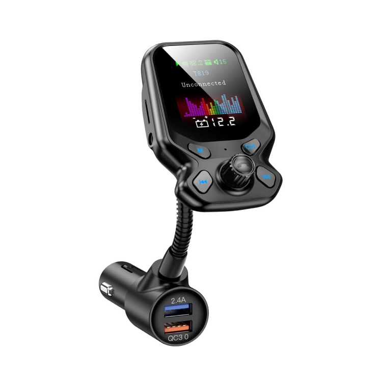 T819 Colorful Screen Car Bluetooth 5.0 MP3 FM Transmitter - 1
