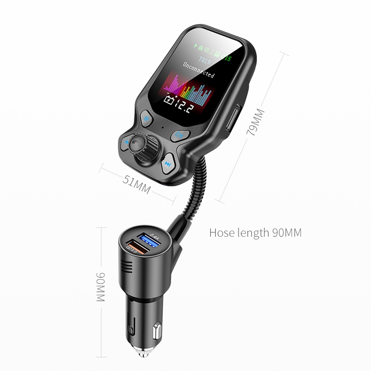 T819 Colorful Screen Car Bluetooth 5.0 MP3 FM Transmitter - 2