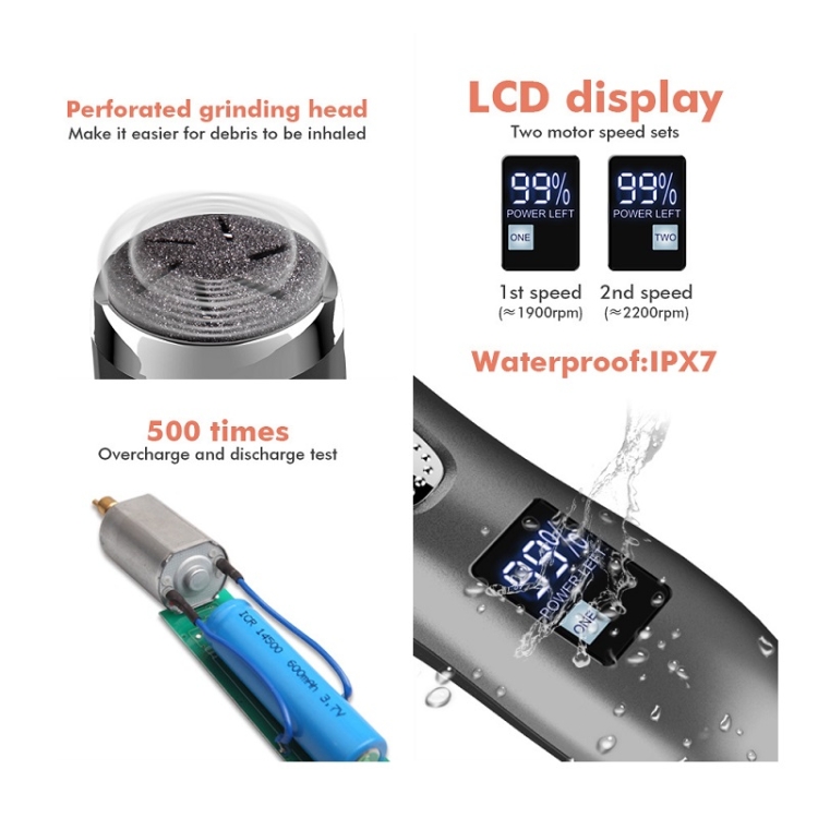 LCD Digital Display Electric Foot grinder(Black) - B2