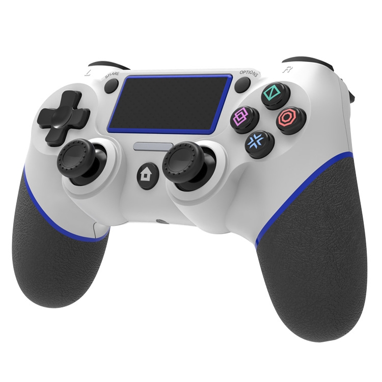 Wireless Bluetooth Rubberized Gamepad For PS4(White Blue) - B3