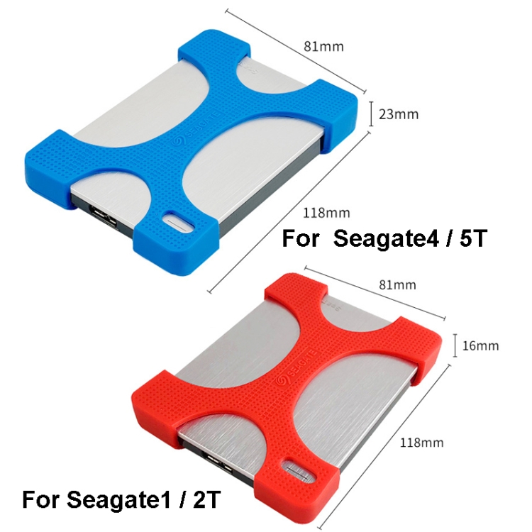 2 PCS Mobile Hard Drive Silicone Protective Case For Seagate1 / 2t (Red) - B2